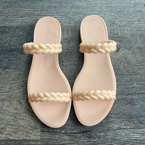 NEW Stuart Weitzman Braida Sawyer Jelly Sandal 6 Poudre/Nude/Cream